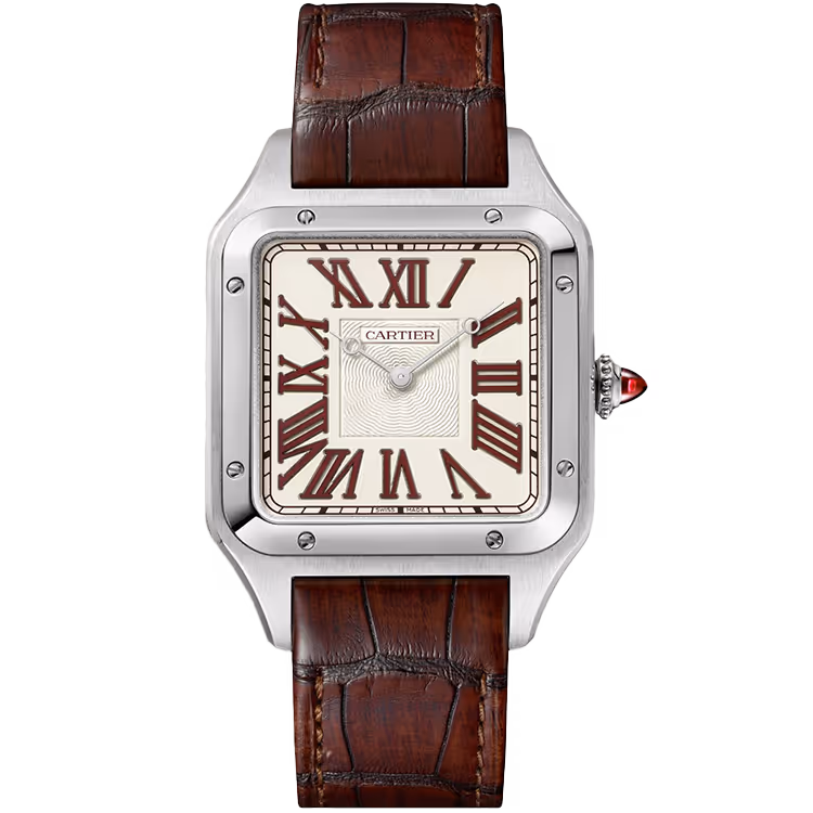 Cartier, Santos, WGSA0082, Silver Dial, Large Model, Platinum, Leather Bracelet, 47mm - Limited 200