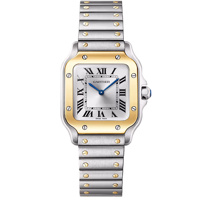 Cartier, Santos, W2SA0033, Silver Dial, Small Model, Steel & Yellow Gold,, 27mm