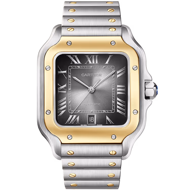 Cartier, Santos, W2SA0030, Grey Dial, Large Model, Steel & Yellow Gold,, 40mm