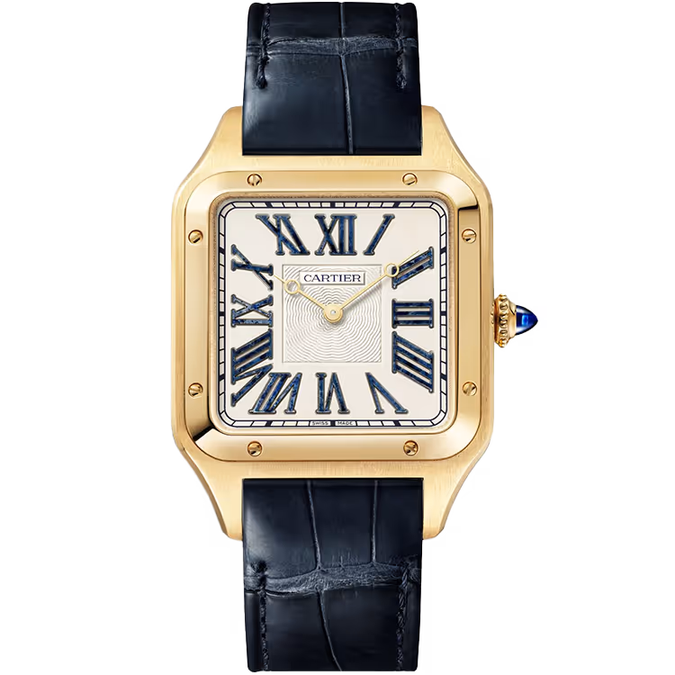 Cartier, Santos, WGSA0084, Beige Dial, Extra-Large Model, Yellow Gold, Leather Bracelet, 47mm