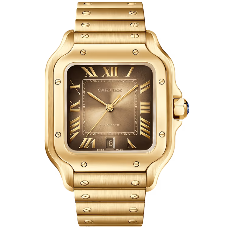 Cartier, Santos, WGSA0095, Champagne Dial, Large Model, Yellow Gold, 40mm