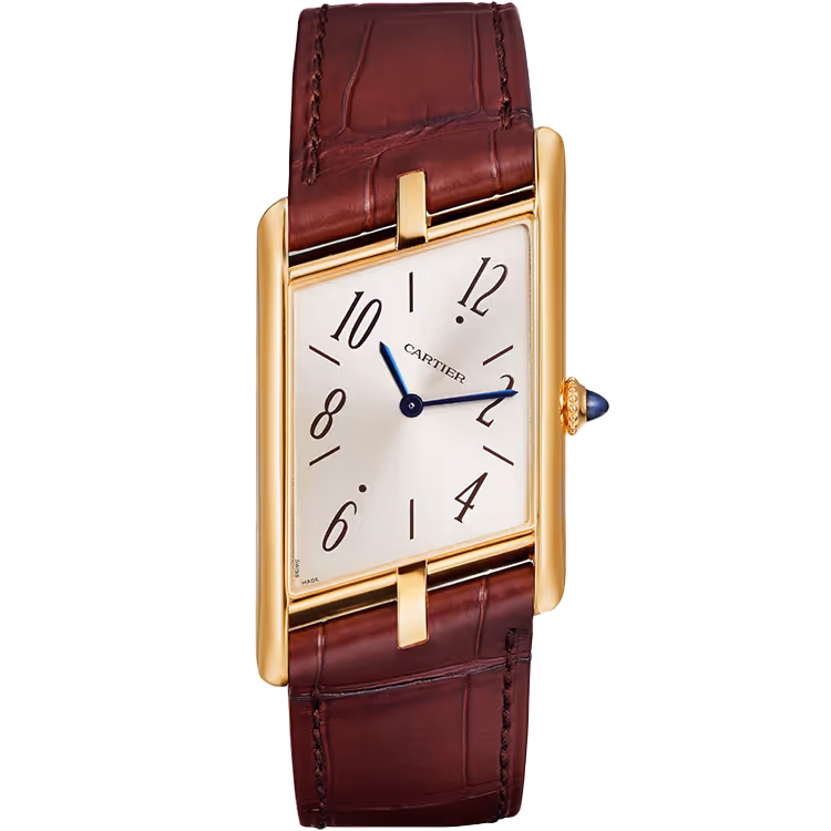Cartier, Tank, WGTA0044, Champagne Dial, Asymetrique, Yellow Gold, Leather Bracelet, 47mm