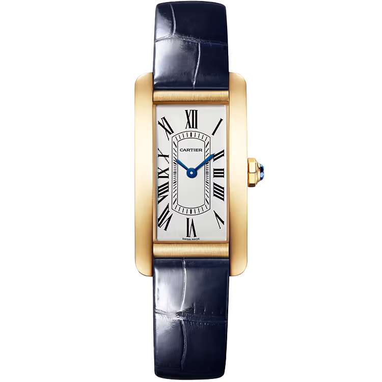 Cartier, Tank, WGTA0299, White Dial, Americaine, Small Model, Yellow Gold, Leather Bracelet, 35mm