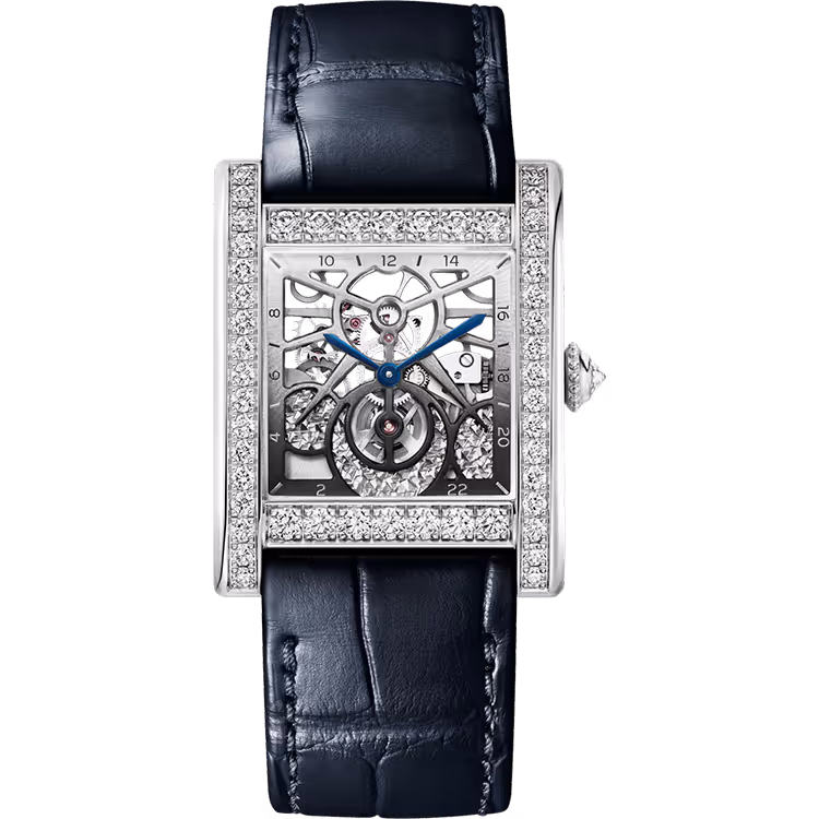 Cartier, Tank, HPI01558, Skeleton Dial, Normale, Platinum, Leather Bracelet, 35mm