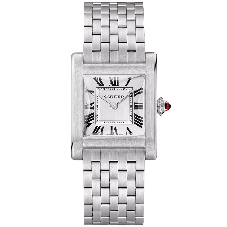 Cartier, Tank, WGTA0111, White Dial, Normale, Platinum, 33mm