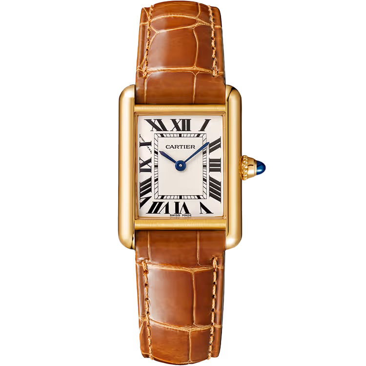 Cartier, Tank, WGTA0342, White Dial, Louis, Small Model, Yellow Gold, Leather Bracelet, 30mm