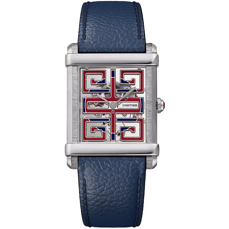 Cartier, Tank, WHTA0030, Skeleton Dial, Chinoise, Platinum, Leather Bracelet, 40mm