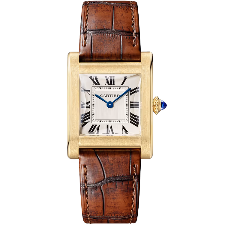 Cartier, Tank, WGTA0108, White Dial, Normale, Yellow Gold, Leather Bracelet, 33mm