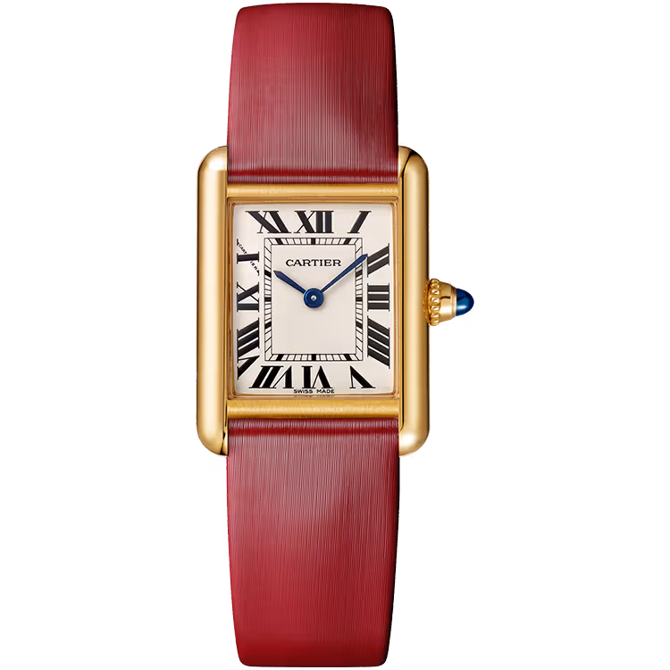 Cartier, Tank, WGTA0358, White Dial, Louis, Small Model, Yellow Gold, Leather Bracelet, 30mm