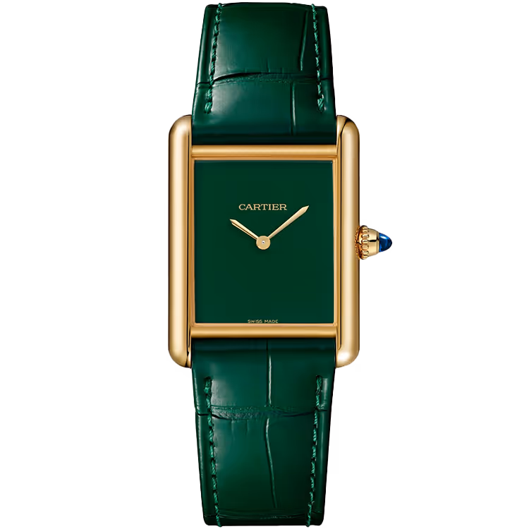 Cartier, Tank, WGTA0191, Green Dial, Louis, Large Model, Rose Gold, Leather Bracelet, 34mm