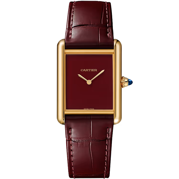 Cartier, Tank, WGTA0190, Red Dial, Louis, Large Model, Yellow Gold, Leather Bracelet, 34mm