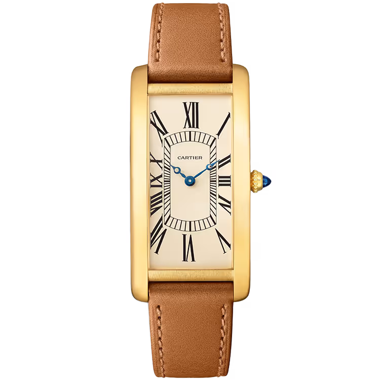 Cartier, Tank, WGTA0057, Beige Dial, Cintree, Yellow Gold, Leather Bracelet, 46mm