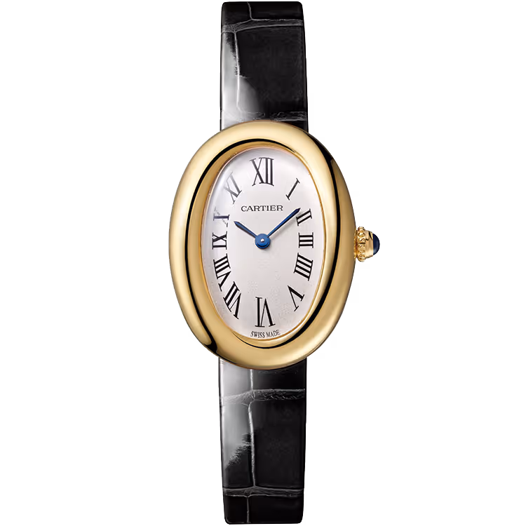Cartier, Baignoire, WGBA0042, White Dial, Small Model, Yellow Gold, Leather Bracelet, 31mm
