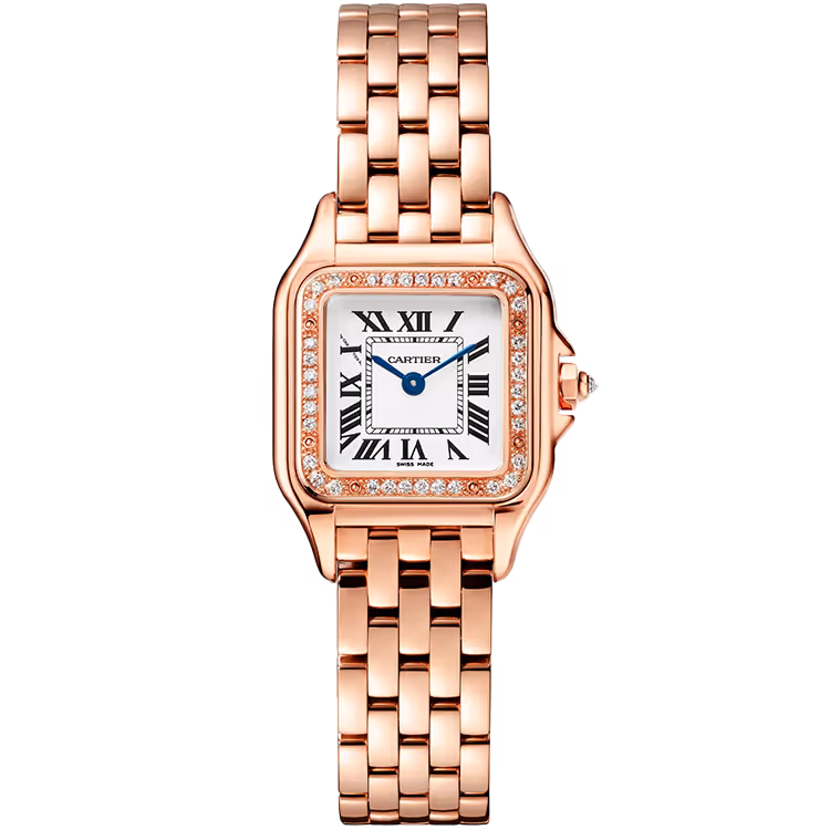Cartier, Panthere, WJPN0049, White Dial, Small Model, Rose Gold, Diamond Bezel, 22mm