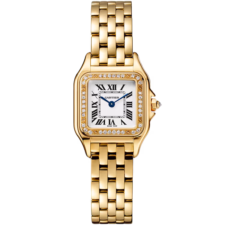 Cartier, Panthere, WJPN0048, White Dial, Small Model, Yellow Gold, Diamond Bezel, 22mm