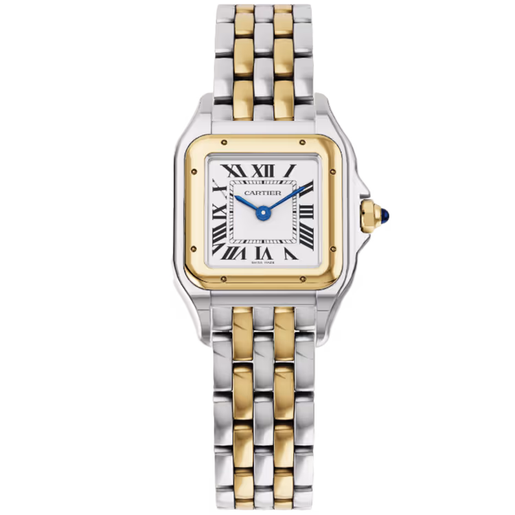 Cartier, Panthere, W2PN0013, White Dial, Small Model, Steel & Yellow Gold, 23mm