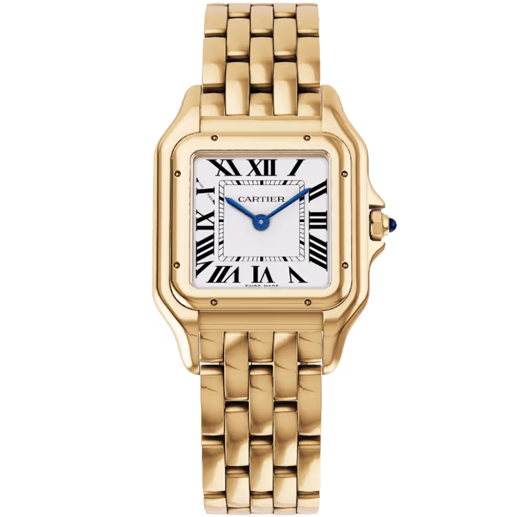 Cartier, Panthere, WGPN0009, White Dial, Medium Model, Yellow Gold, 29mm