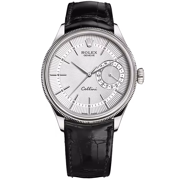 Rolex, Cellini, 50519, Black Dial, White Gold, Black Leather Strap, 39mm