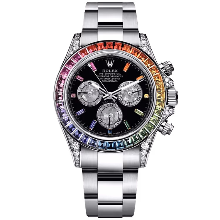 Rolex, Daytona, 116599RBOW, Black Dial, Chronograph, White Gold, Diamond Bezel, Oyster Bracelet, 40mm