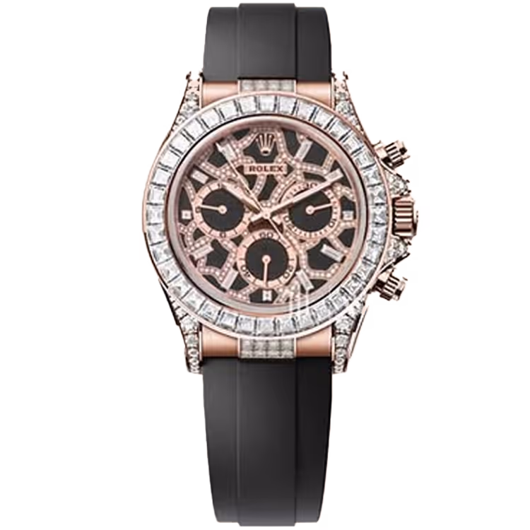 Rolex, Daytona, Chocolate Dial, Giraffe, Chronograph, Rose Gold, Diamond Bezel, Pink Oysterflex Bracelet, 40mm