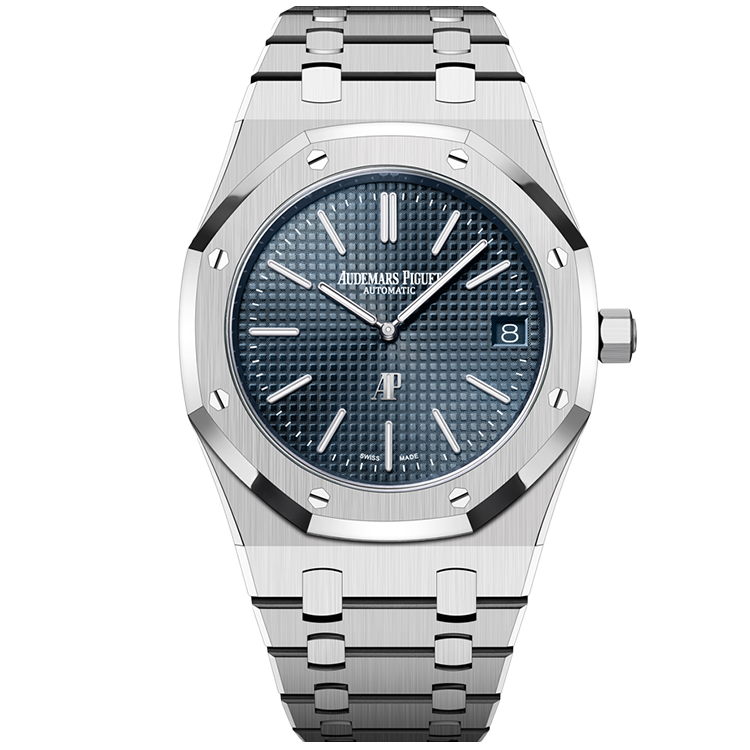 Audemars Piguet, Royal Oak, 16202ST, Blue Dial, 50th Anniversary, Jumbo Extra-Thin, Stainless Steel, 39mm