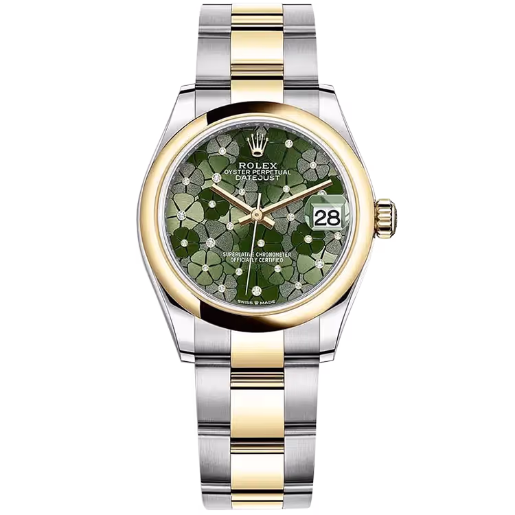 Rolex, Datejust 31, 278243, Olive Motif Dial, Steel & Yellow Gold, Smooth Bezel, Oyster Bracelet, 31mm