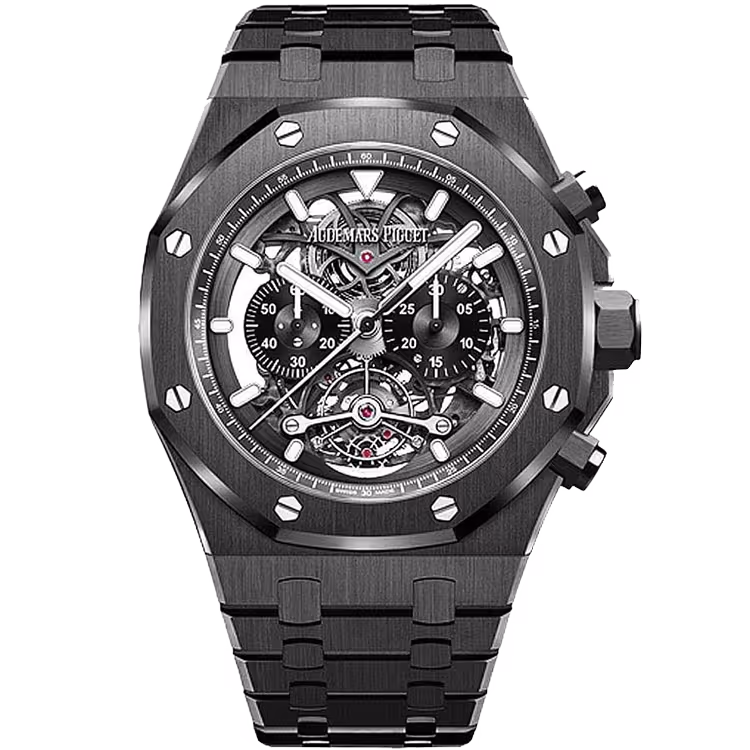 Audemars Piguet, Royal Oak, 26343CE, Skeleton Dial, Tourbillon, Chronograph, Black Ceramic, 44mm - Limited 100