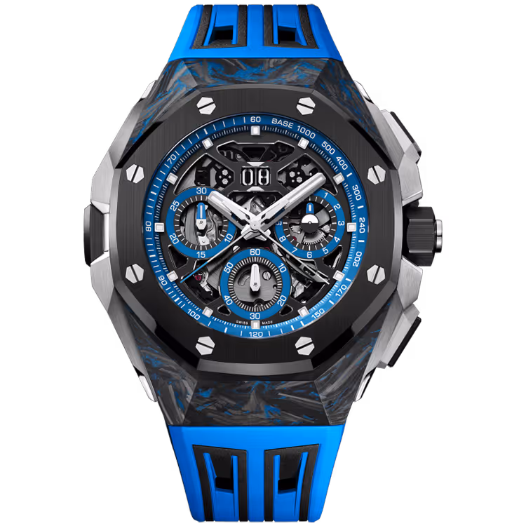 Audemars Piguet, Royal Oak, 26650FO, Skeleton Dial, Chronograph, Large Date, Black Carbon, Rubber Strap, 43mm - Limited 25