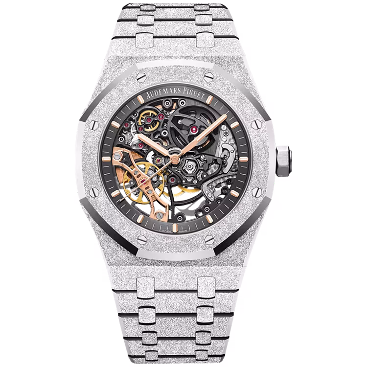 Audemars Piguet, Royal Oak, 15407BC, Skeleton Dial, Double Balance Wheel, Frosted White Gold, 41mm