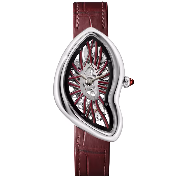 Cartier, Crash, WHCH0008, Skeleton Dial, Platinum, Leather Bracelet, 45mm- Limited 60