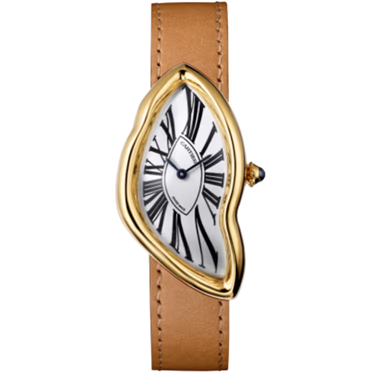 Cartier, Crash, WGCH0006, White Dial, Yellow Gold, Leather Bracelet, 42mm