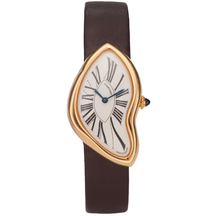 Cartier, Crash, W1544251, White Dial, Rose Gold, Leather Bracelet, 38mm