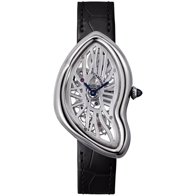 Cartier, Crash, W7200001, Skeleton Dial, Platinum, Leather Bracelet, 28mm - Limited 67