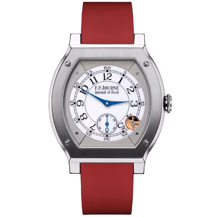 F.P. Journe, Elegante, White Dial, Titanium, Red Rubber Strap, 48mm