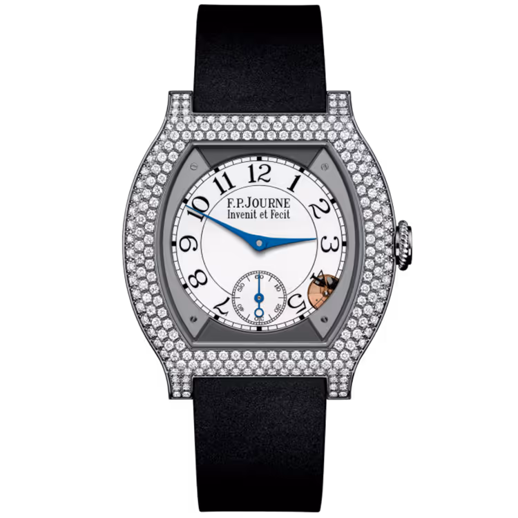 F.P. Journe, Elegante, White Dial, Titanium, Diamond Bezel, Black Rubber Strap, 40mm