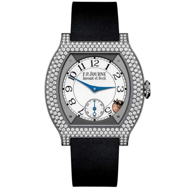 F.P. Journe, Elegante, White Dial, Titanium, Diamond Bezel, Black Rubber Strap, 40mm