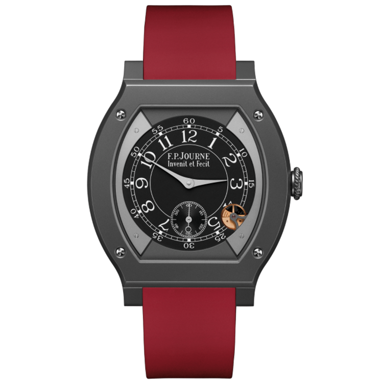 F.P. Journe, Elegante, Black Dial, Titanium Titalyt, Red Rubber Strap, 48mm
