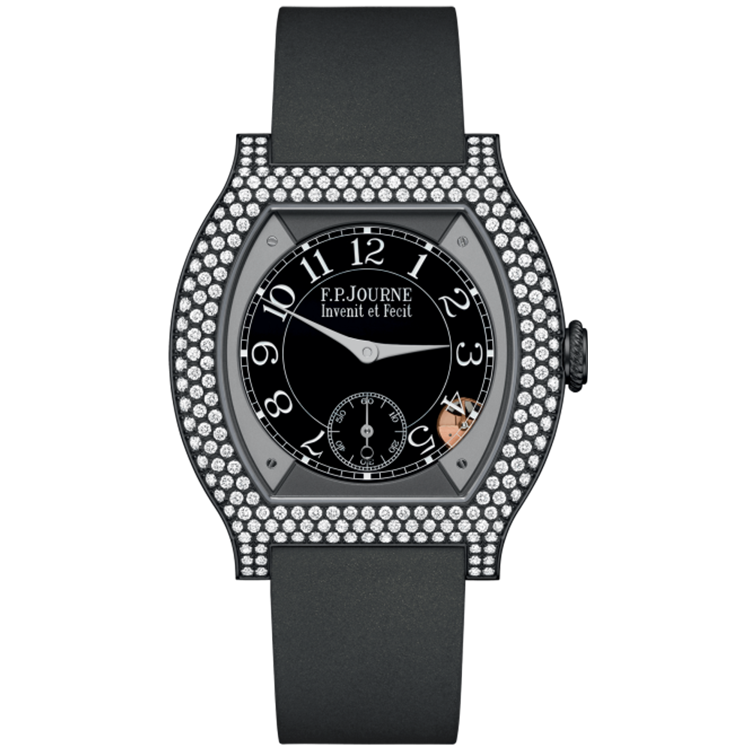F.P. Journe, Elegante, Black Dial, Titanium Titalyt, Diamond Bezel, Grey Rubber Strap, 40mm