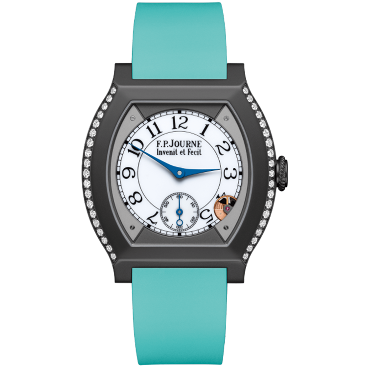 F.P. Journe, Elegante, White Dial, Titanium Titalyt, Diamond Bezel, Tiffany Blue Rubber Strap, 40mm