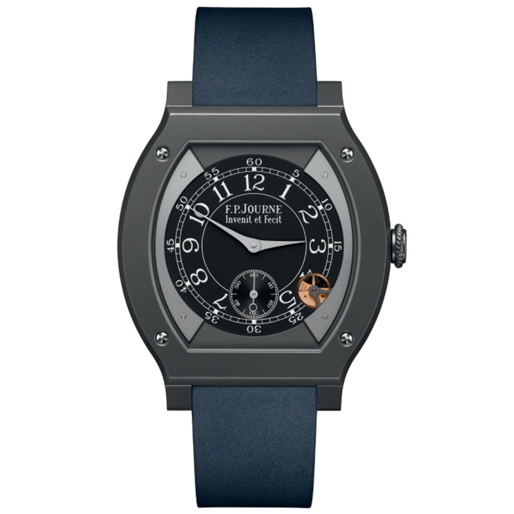 F.P. Journe, Elegante, Black Dial, Titanium Titalyt, Dark Blue Rubber Strap, 48mm