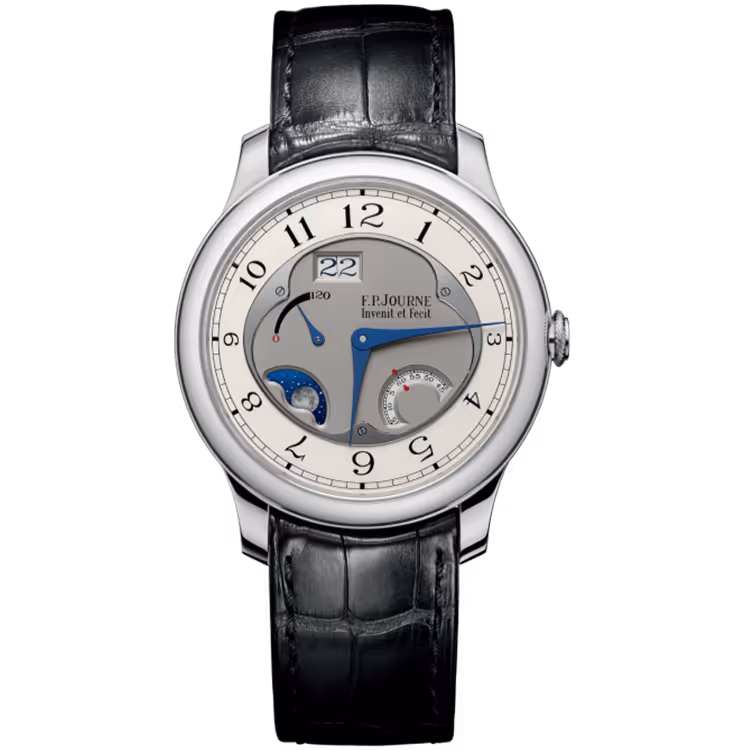 F.P. Journe, Divine, Grey Dial, Moon Phase, Platinum, Leather Strap, 40mm