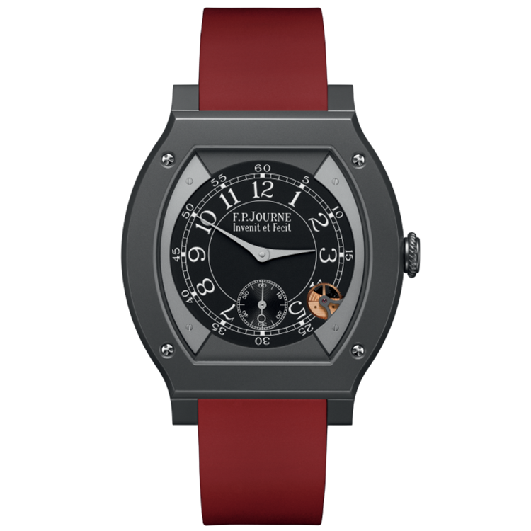 F.P. Journe, Elegante, Black Dial, Titanium Titalyt, Burgundy Rubber Strap, 48mm