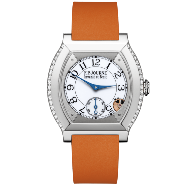 F.P. Journe, Elegante, White Dial, Titanium, Diamond Case, Orange Rubber Strap, 40mm