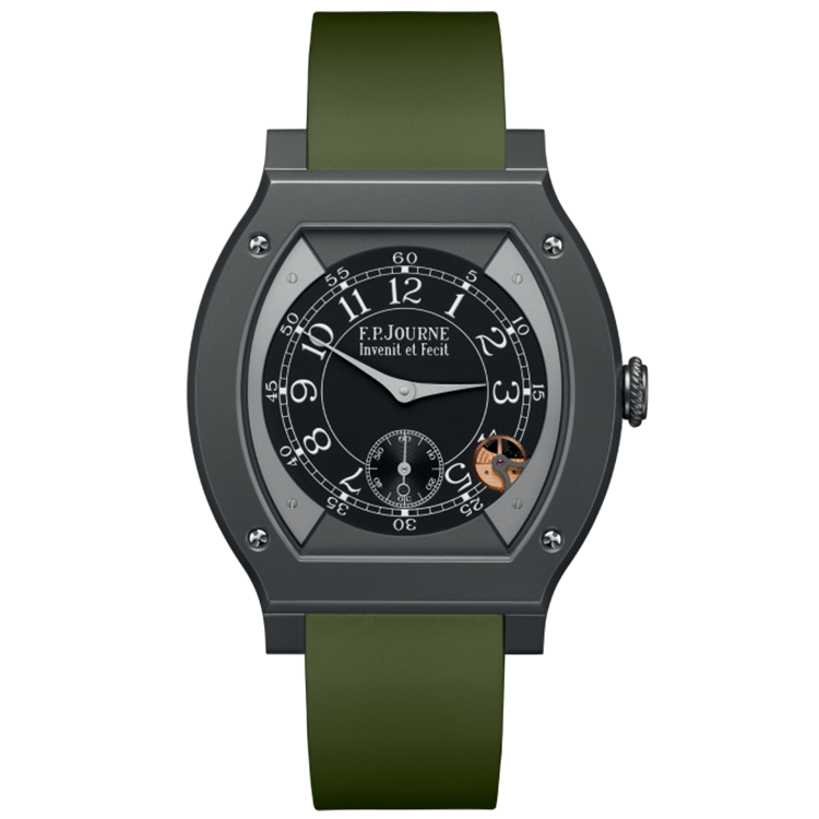 F.P. Journe, Elegante, Black Dial, Titanium Titalyt, Green Rubber Strap, 48mm