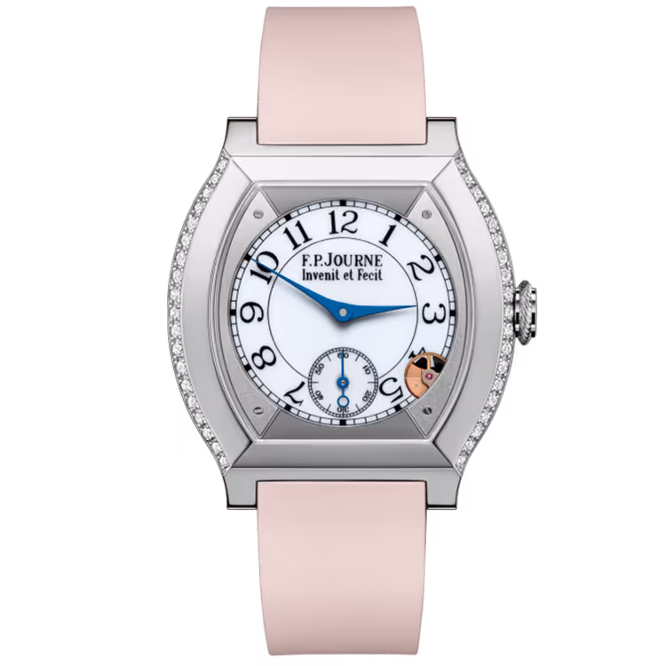F.P. Journe, Elegante, White Dial, Titanium, Diamond Case, Pink Rubber Strap, 40mm