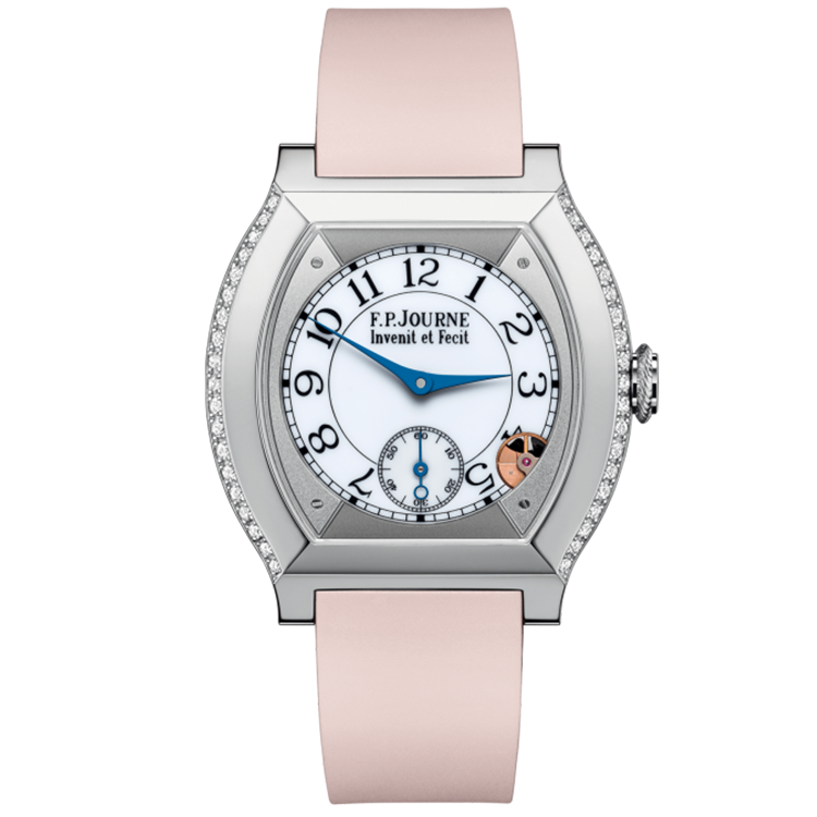 F.P. Journe, Elegante, White Dial, Titanium, Diamond Case, Pink Rubber Strap, 40mm