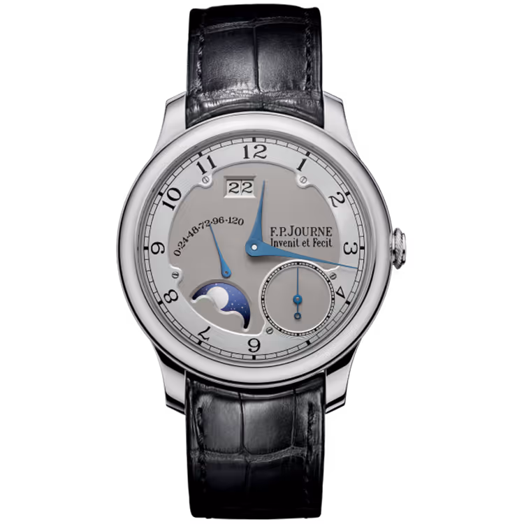 F.P. Journe, Octa Divine, Grey Dial, Moon Phase, Platinum, Leather Strap, 38mm