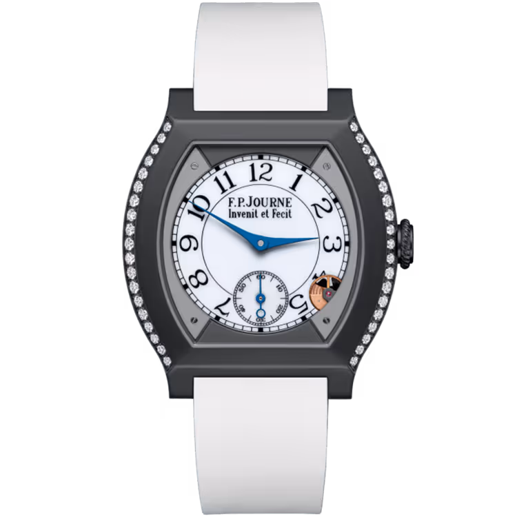 F.P. Journe, Elegante, White Dial, Titanium Titalyt, Diamond Bezel, White Rubber Strap, 40mm
