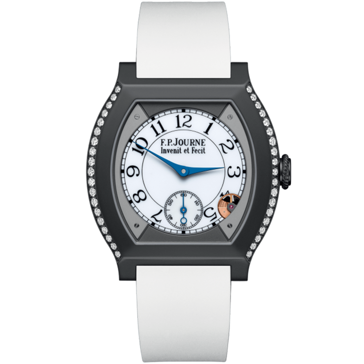 F.P. Journe, Elegante, White Dial, Titanium Titalyt, Diamond Bezel, White Rubber Strap, 40mm