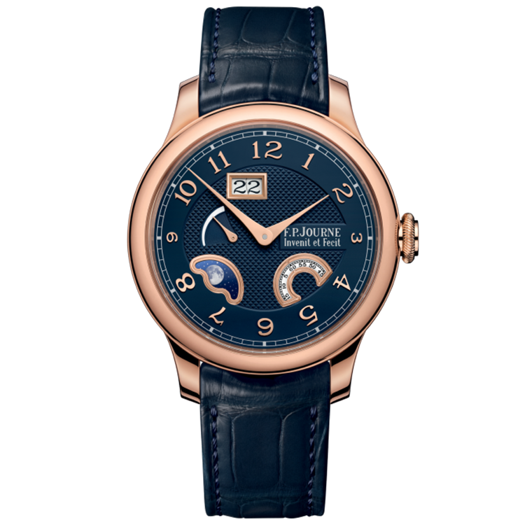 F.P. Journe, Boutique, Divine, Blue Dial, Moon Phase, Rose Gold, Leather Strap, 40mm